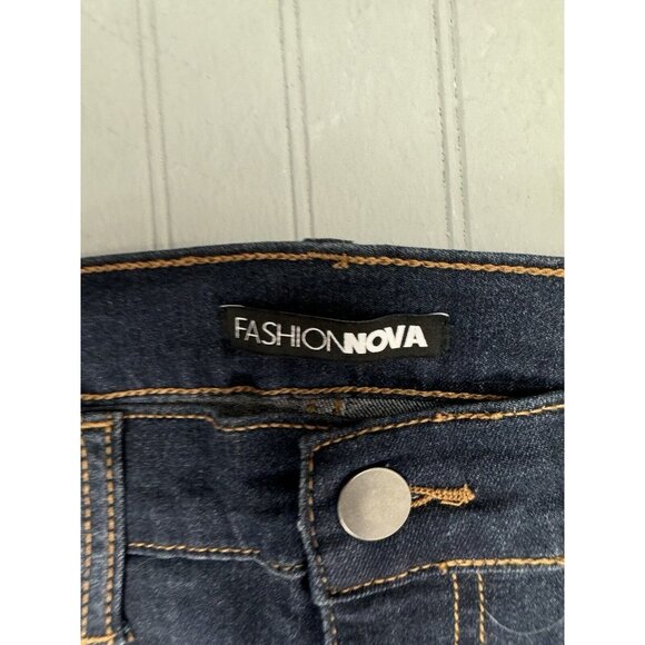 Fashion Nova Size 11 Womens Jeans High Rise Skinny Dark Wash Stretch - Picture 3 of 4